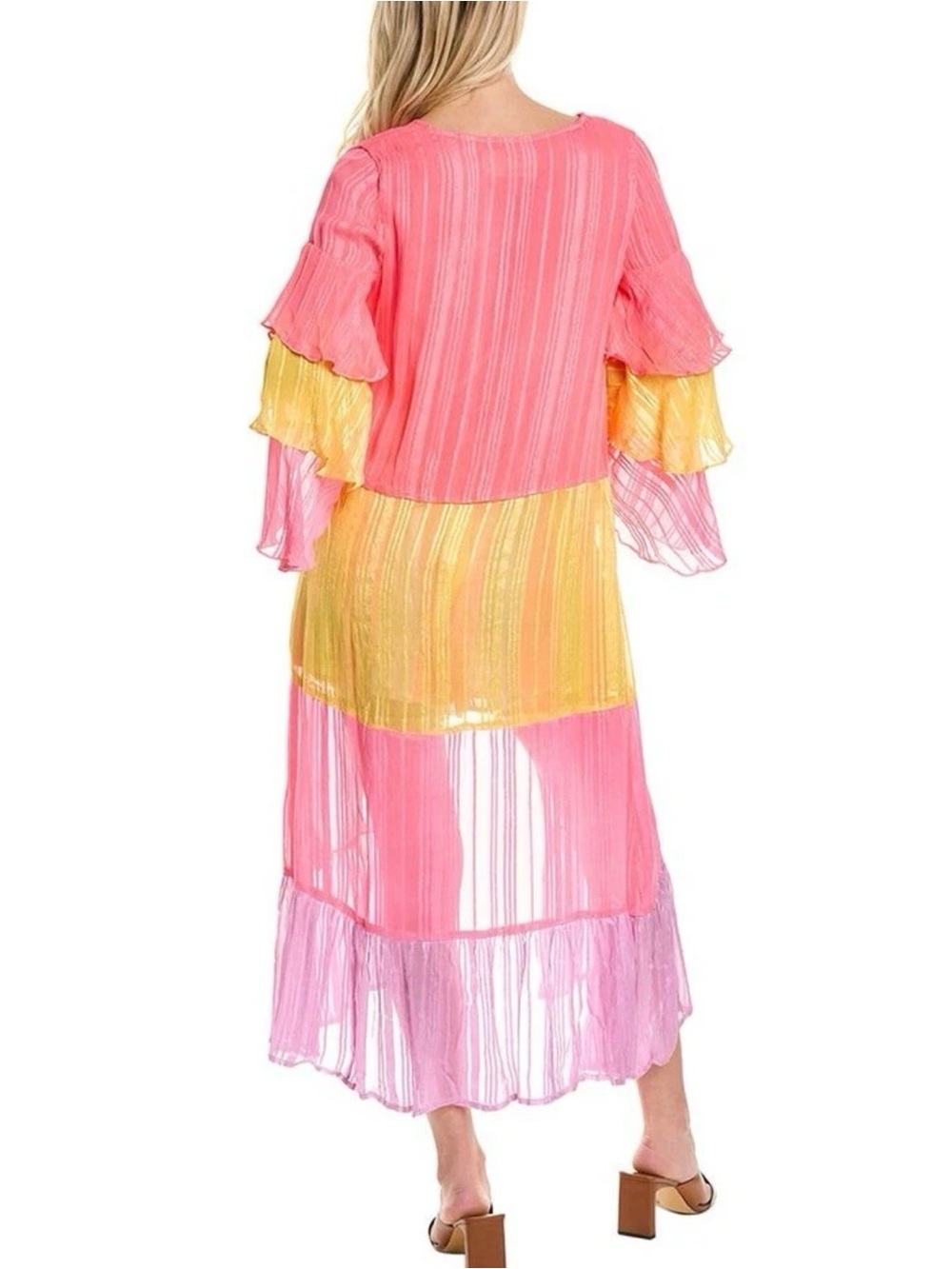 Sundress Ella Kimono Cover Up Pink Yellow Purple Stripe Boho Resort XS S - Picture 7 of 8